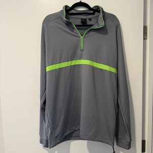 Dunning Golf Gray and Neon Green Zip-Up Sweater
